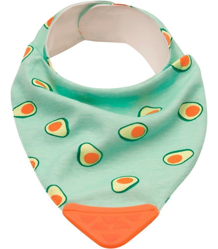 Babador Bandana Para Bebe Algodao Com Mordedor Infantil Cor Verde Abacate