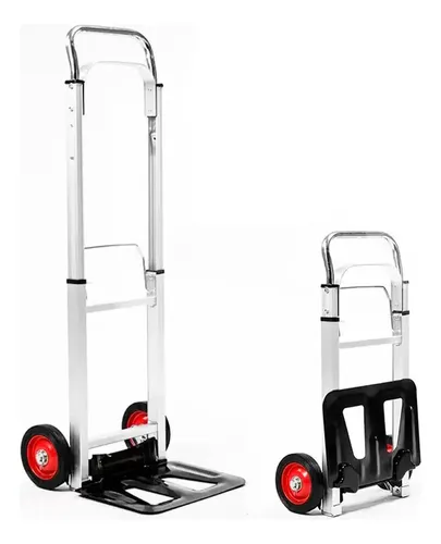 Zorra De Carga Plegable Carrito De Aluminio Acero Carga 90kg Ruedas Gadnic Plateado