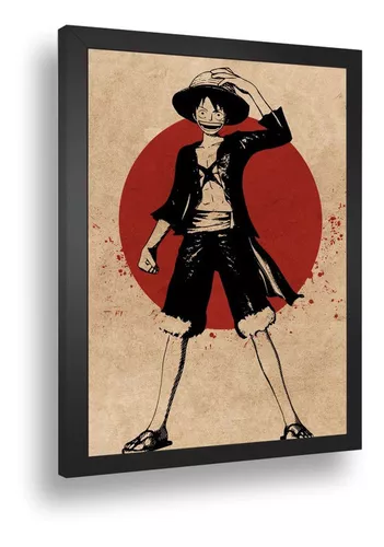 Quadro decorativo Poster Luffy Anime One Piece Desenho Arte com o