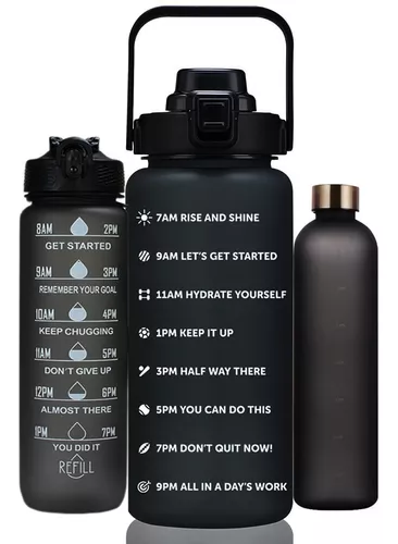 Botella Agua Motivacional Termo 3 En 1, 2lts, 900ml, 330ml