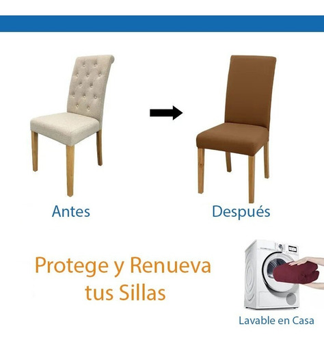 Imagen 3 de 6 de Fundas Protectoras Elasticas Lavables Para Sillas - 6 Piezas
