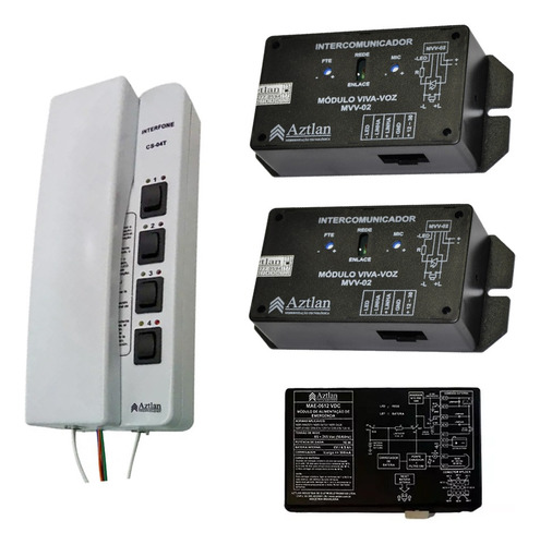 Interfone Para Elevador 2 Pontos Intercomunicador Aztlan Kit