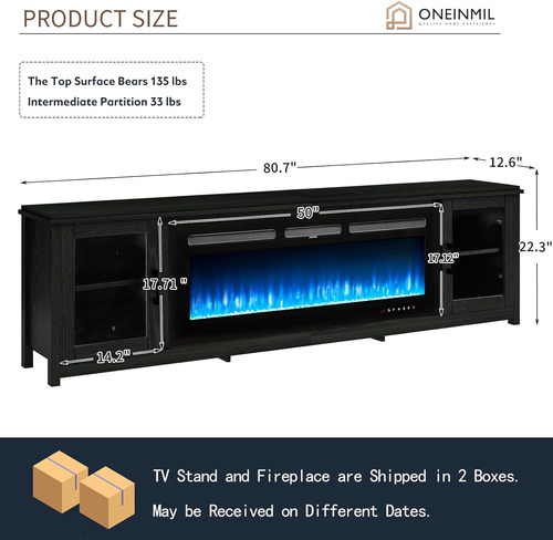 Mueble Con Chimenea Electrica Para Tv De Hasta 90