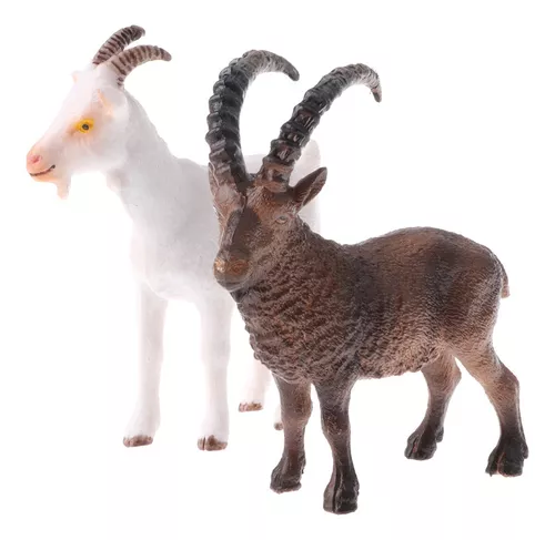 2 rebanadas realistas cabra animal personaje fijo de plástico modelo niños juguetes 