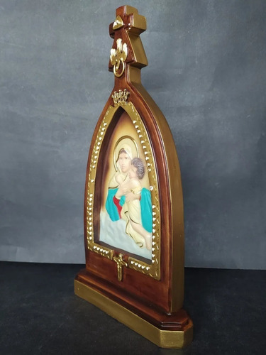 Mae Peregrina Capelinha Mãe Rainha Schoenstatt Imagem Resina Cor Pintura A Mão