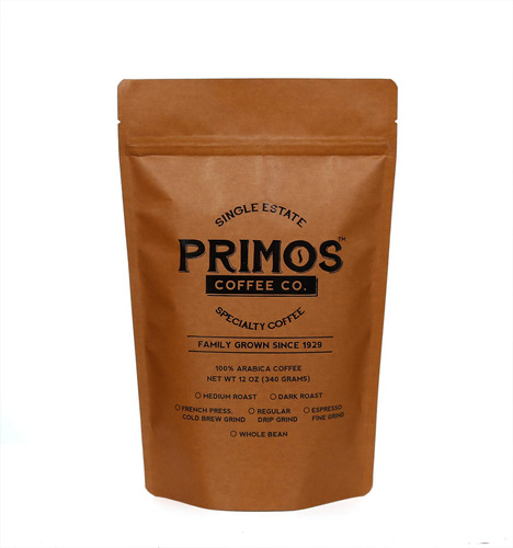 Single Origin Specialty Coffee, Medium Grind, Primos Coffee.