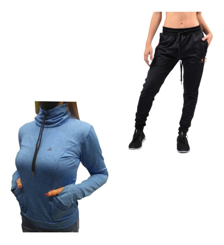 Conjunto Deportivo Mujer! Buzo Lycra + Pantalon Puño Lycra