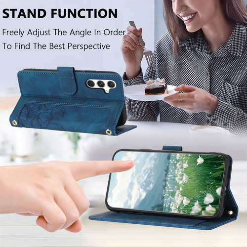 Funda De Piel Con Ranura Tipo Cartera Para Samsung Galaxy Serie A, Color Azul Yjh