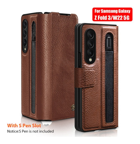 Funda Cuero De Lujo Samsung Galaxy Z Fold 3 + Ranura S Pen