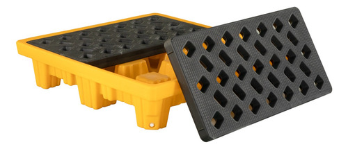 Pallet Anti Derrame Tarima Contención 4 Tambores Con Rejilla Amarillo
