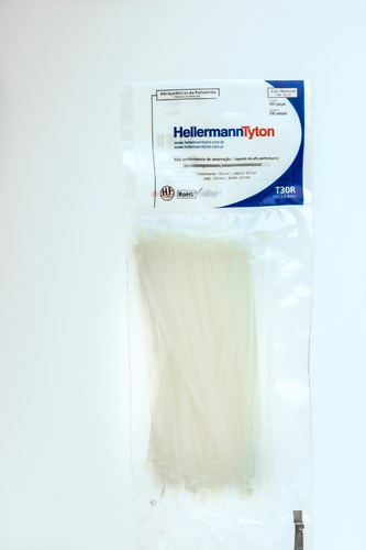 Imagem 1 de 4 de Abraçadeira De Nylon Hellermann T-30r Branca - 150 Mm