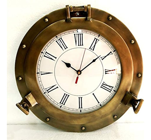 Reloj De Ojo De Buey De Barco De Latón Marino Antiguo Reloj 