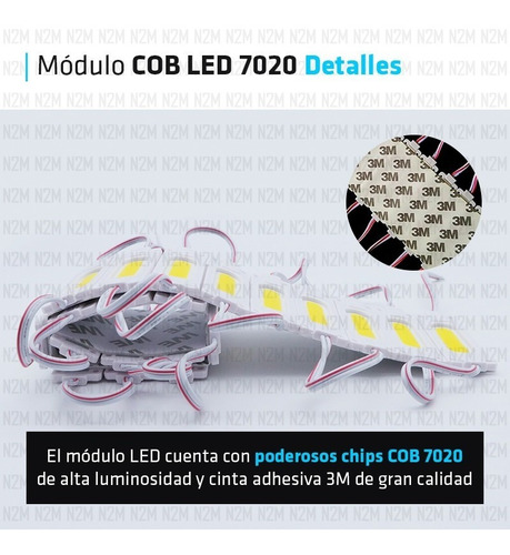 Modulo Led 7020 Cob 1 Chip 180 Lm Blanco Frio 12v Exterior Ultra Brillo Pack 10