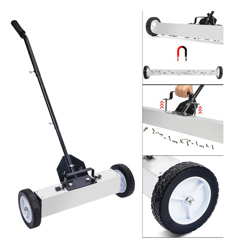 Metal Sweeper Broom Push Metal Pickup Tool Tool 24 Polegadas