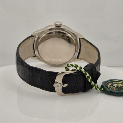 Rolex Cellini Dual Time Ouro Branco 39mm Automático Completo Preto Prateado Prata (Usado)