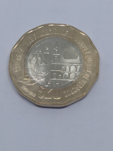 Imagen 3 de 5 de Moneda $20 Bimetalica Veracruz 500 Años De La Fundación