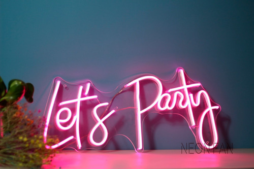 Cartel Neón Led Let's Party Alquiler Ambientaciones Eventos 