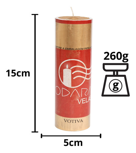 Kit 06 Velas Votiva 7 Dias Dourada 260gr Exú Do Ouro Odara