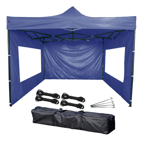 Gazebo 3x3 Metros Autoarmable Plegable Con Ventanas De Exterior Azul