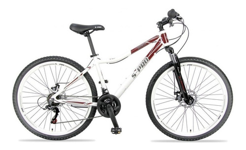Mountain bike femenina S-Pro Zero 3  2023 R27.5 21v frenos de disco mecánico cambios Shimano Tourney TX50 color blanco con pie de apoyo