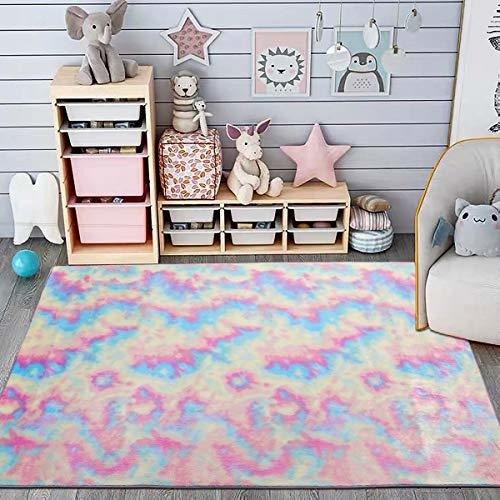 Furry Kids Rainbow Rugs Alfombra Co Da Dormitorio De Ni...