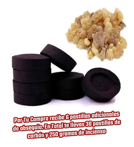 Imagen 1 de 3 de Kit Carbón X 24 Unidades Y 250 Gramos De Incienso Litúrgicos