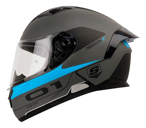 Casco Integral Shaft Sh-582sp Mission_r Grismate Az Visor Tr