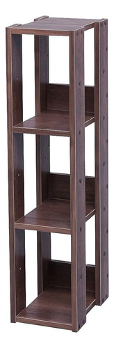 Iris Usa Rack 3-shelf Open Wood Shelving Unit, Slim, Dark Oa