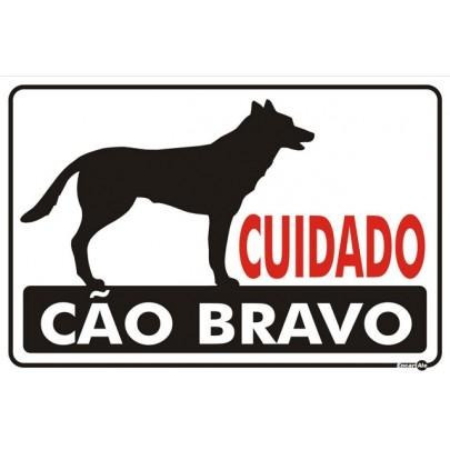 Placa Cuidado Cão Bravo 20x30cm