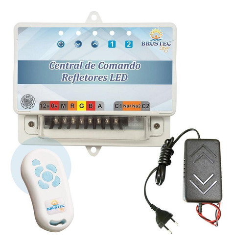 Conjunto Central Comando Rítmica Iluminação Piscina Led Rgb