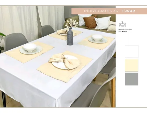 Individual Tusor Packx2 100%algodon 30x45 Blanco Paris