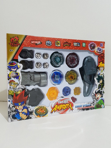Beyblade Top Set Rapidity Kit Com 18 Peças Lançador Discos