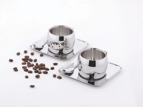 Set De Tazas Pocillo Café 6 Piezas Acero Inoxidable Samihome