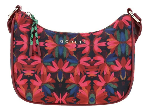 Bolsa Baguette Rojo Gorett Mujer Gs24030-r Diseño De La Tela Floreado