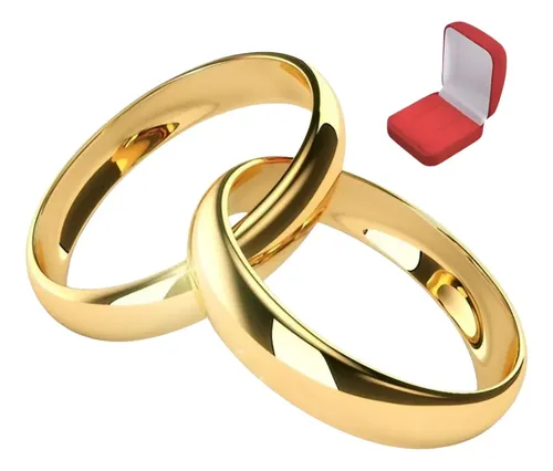 Par De Alianças Ouro 18k Banhada Casamento 4mm