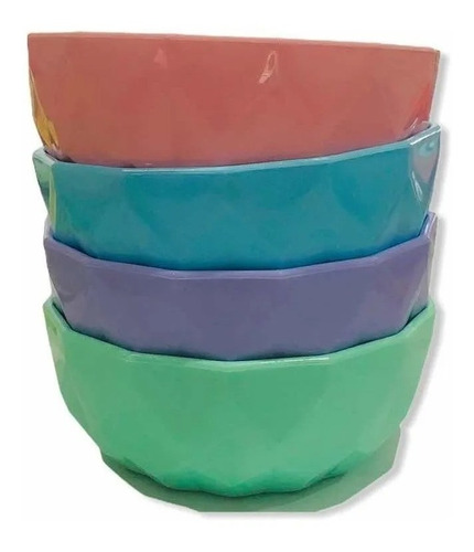 Bowl Comportera Plastico Color Pastel Recipiente Pack X4