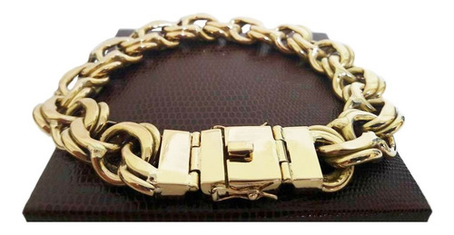 Pulseira Friso Duplo 50 Gramas 15mm Ouro 18k
