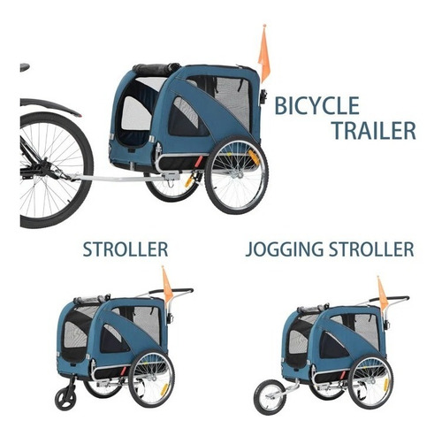Imagen 9 de 10 de Cochecito-remolque Para Llevar Mascotas En Bici Hasta 40kg
