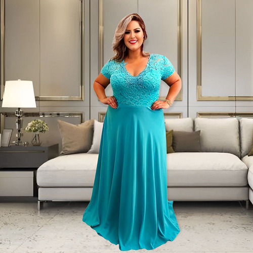 Vestido Festa Marsala Plus Size Madrinha Manga Luxo Brilho 