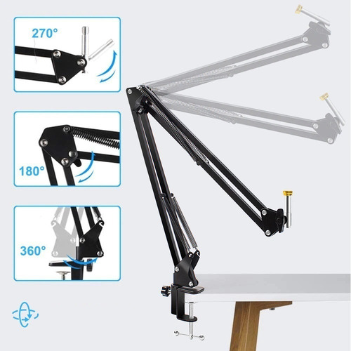 Kit Microfone Condensador Lorben Bm800 Cabo Xlr/p2 Top Cor Preto Dourado