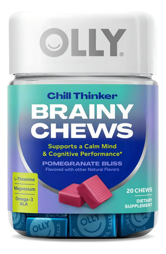 Olly Brainy Chews Para Una Mente Tranquila 20 Pzas Sabor Granada