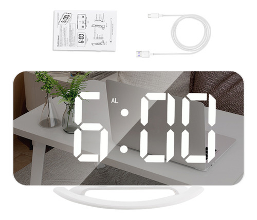 Reloj Despertador Digital Led Mini Espejo Con Función De Sno