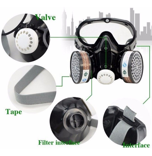 Máscara De Gas Seguridad Químico Filtro Anti-polvo - Gafas