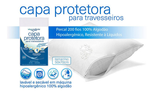 Imagem 2 de 4 de Kit 4 Capas Protetoras De Travesseiro Impermeável