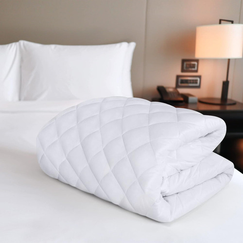 Cubre Colchon Impermeable Super King Acolchado Funda Protect Color Blanco Super King Diseño De La Tela Rayas