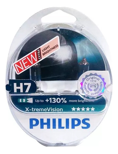 Kit Lâmpadas Philips H7 55w Xtreme Vision +130% Luz - 3500k