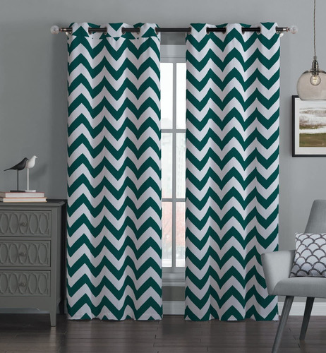 Par De Paneles Avondale Manor Blackout Chevron, Verde A...