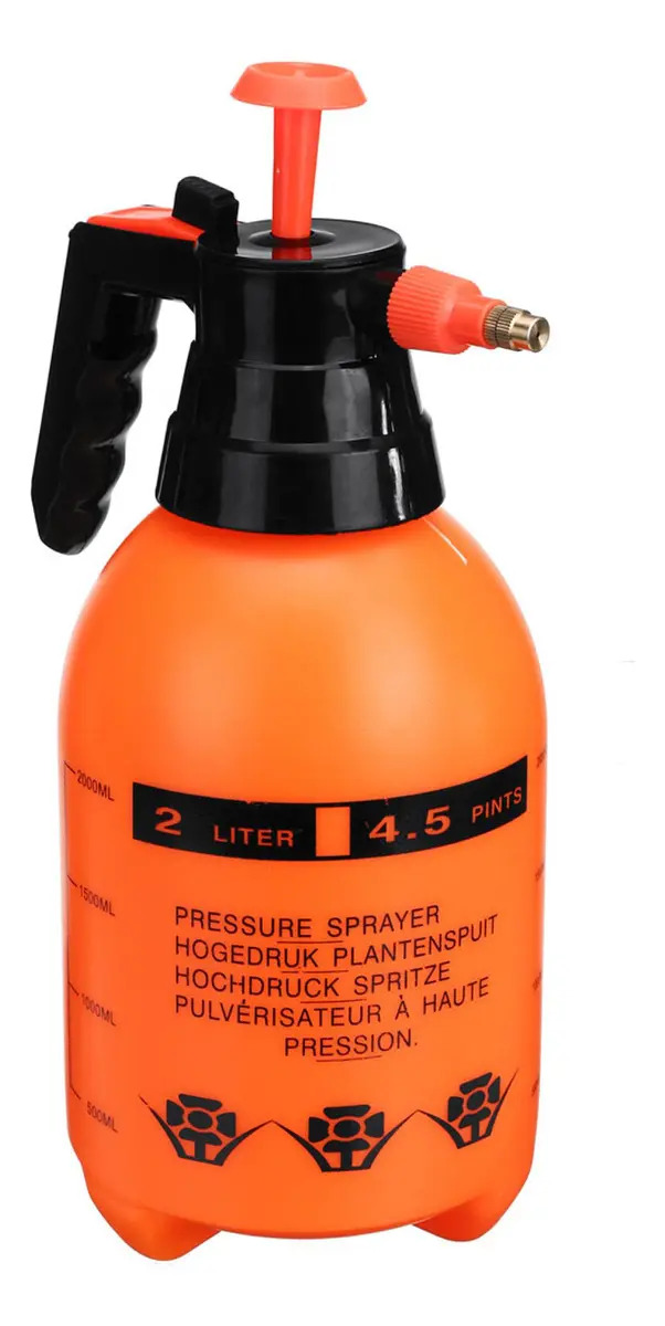 Pulverizador manual portátil, botella pulverizadora de alta presión de 2 litros, color rojo