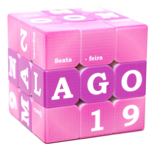 Cubo Mágico 3x3x3 Personalizado - Vinci Cube Calendário Rosa
