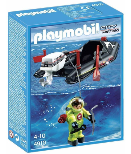 Todobloques Playmobil 4910 Lancha Con Buzo (caja Maltratada)